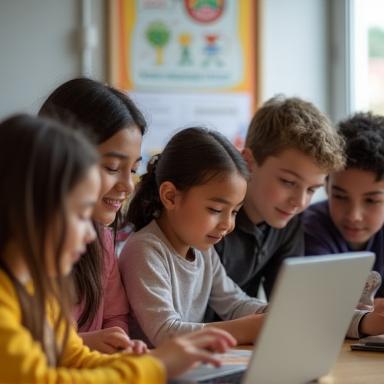 Diverse group learning coding concepts together